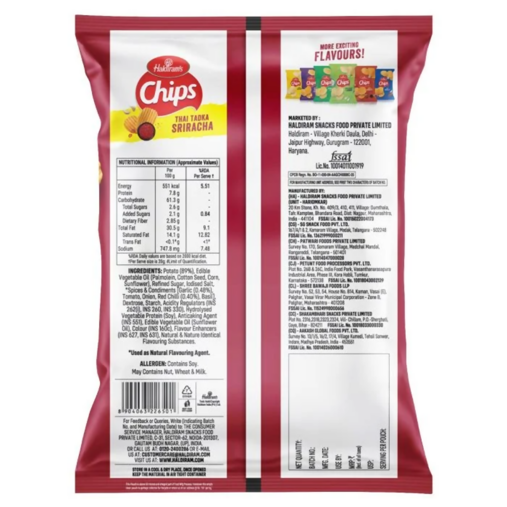 Haldiram's Thai Tadka Sriracha Potato Chips - Distacart