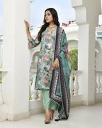 Vaasva Women's Green Tissue Gota Embroidered Suit Set With Solid Pant And Embroidered Dupatta