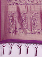 Saree Mall Purple Ethnic Motifs Zari Silk Blend Banarasi Saree - Distacart