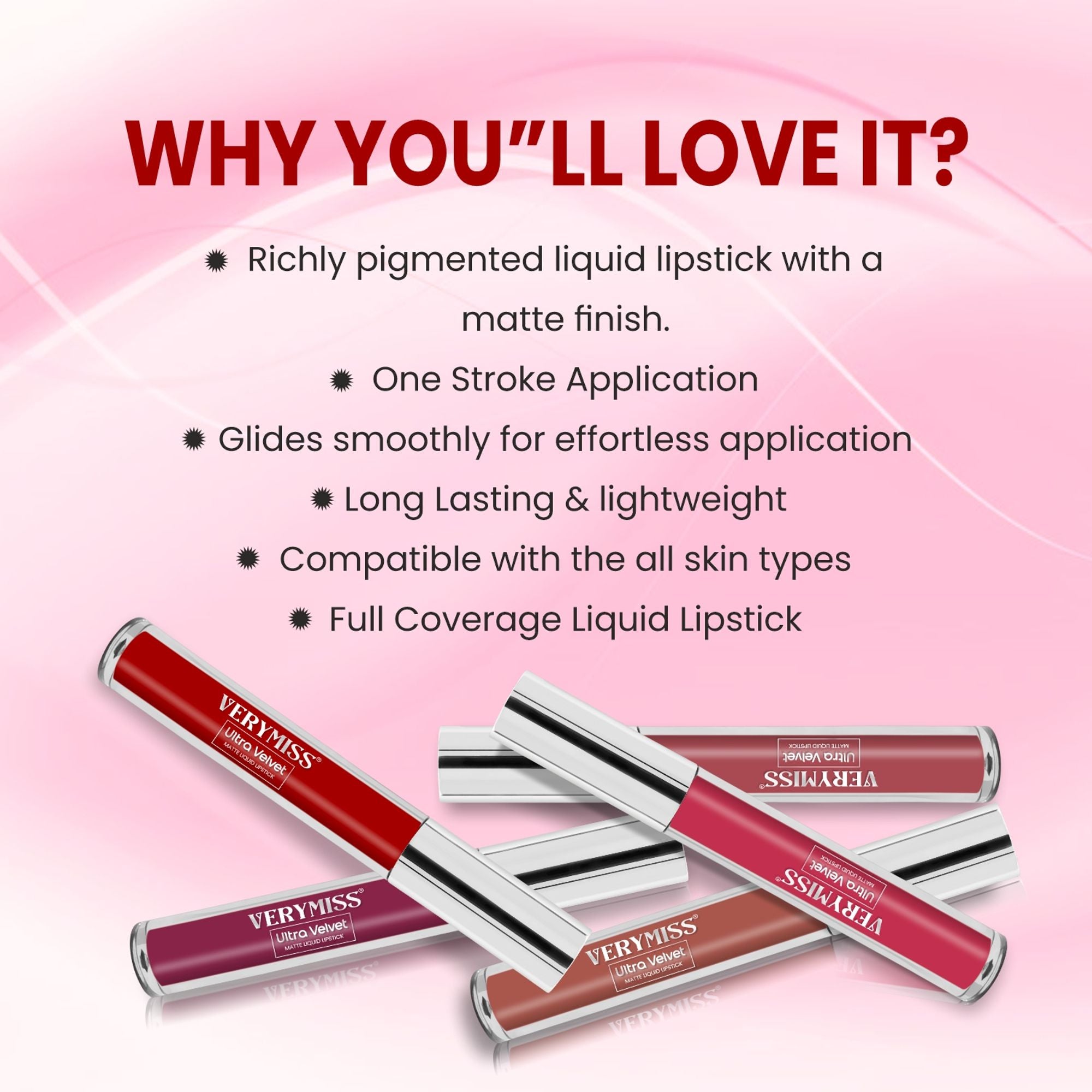 VERYMISS Ultra Velvet Matte Liquid Lipstick - 202 Ruby Pink