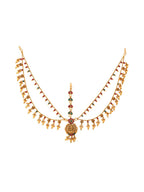 Yellow Chimes Gold-Plated Pink & Green Stone Studded Ghungroo Beaded Mathapatti - Distacart