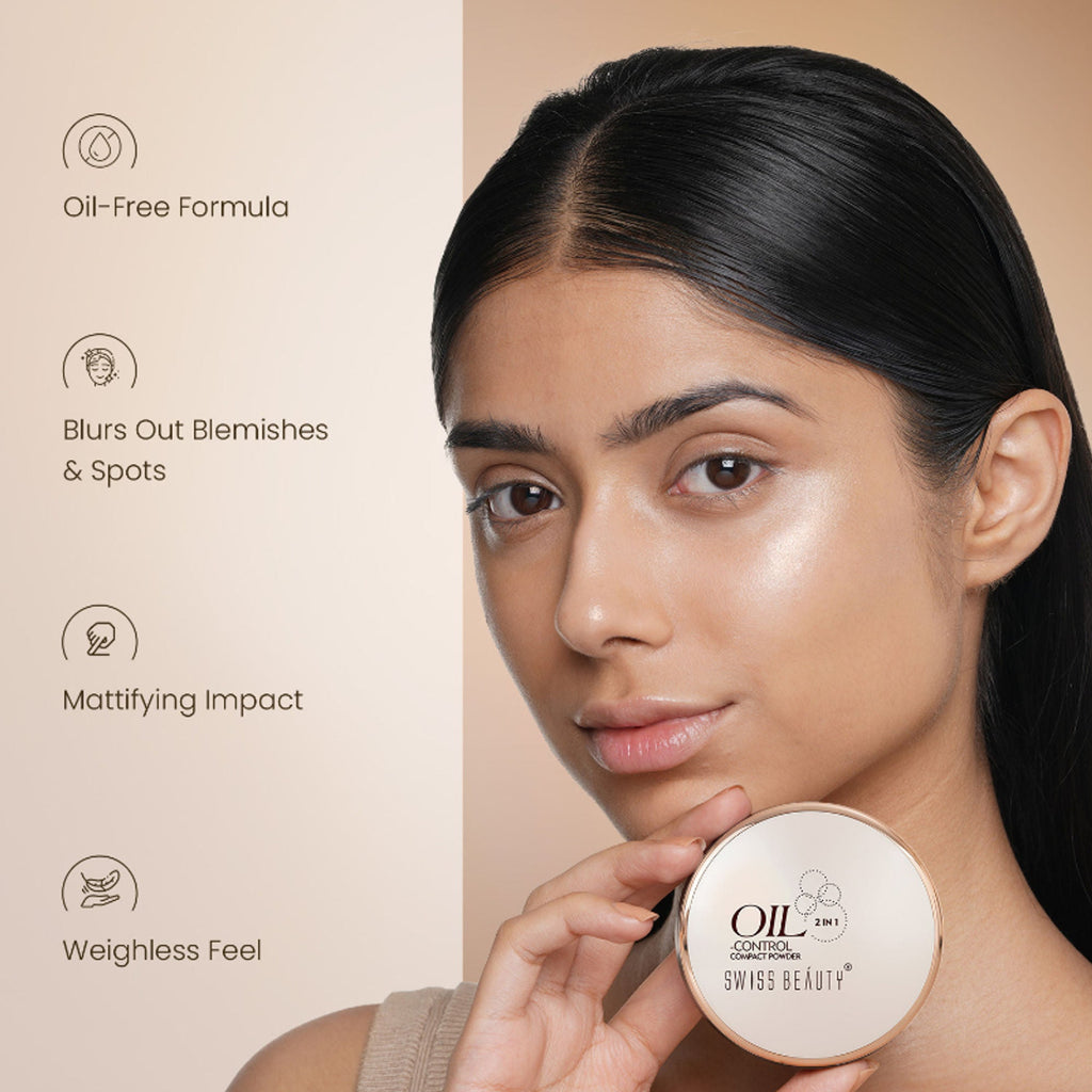 Swiss Beauty Oil Control Compact Powder - 02 Light Medium - Distacart