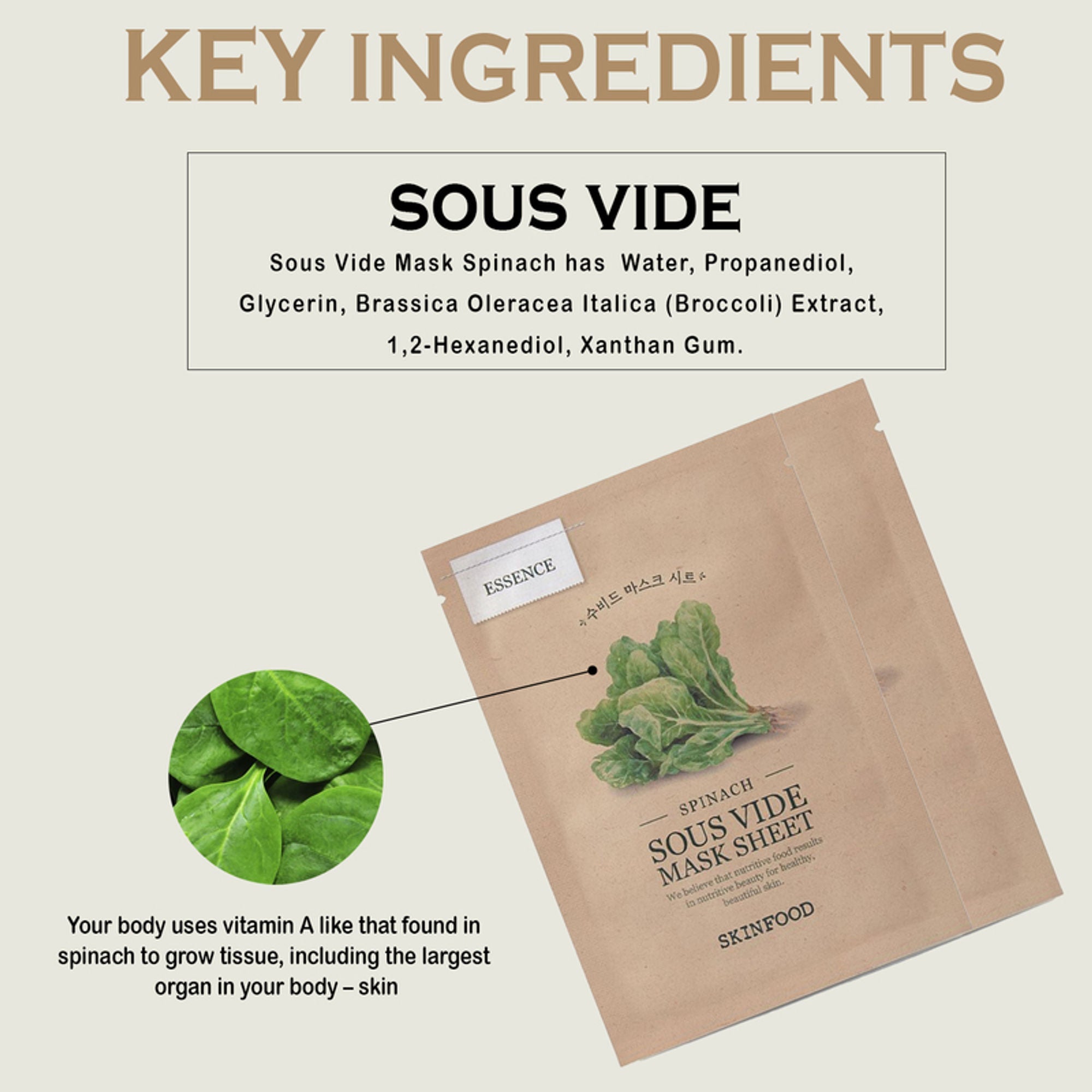 Skinfood Sous Vide Mask Sheet - Spinach - Distacart