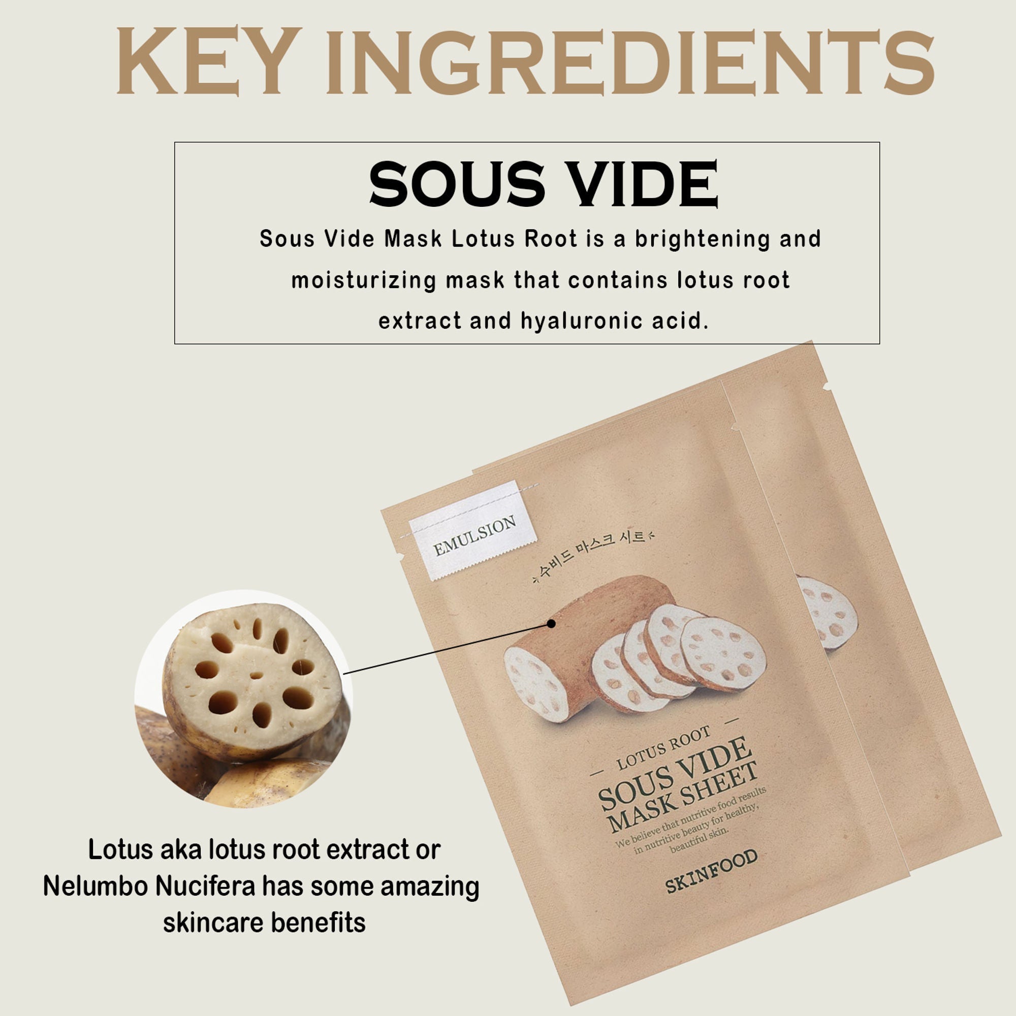 Skinfood Sous Vide Mask Sheet - Lotus Root - Distacart