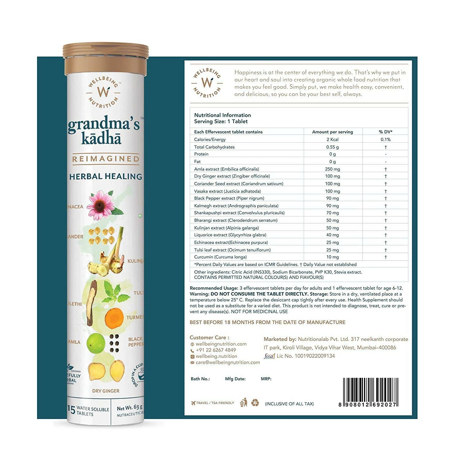 Wellbeing Nutrition Grandma's Kadha Tablets - Distacart