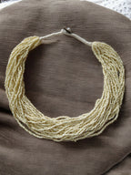 Inhanns Handmade Beaded Multilayer Necklace, 20 Layers - Cream
