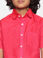 Sethukrishna Boys Rose & White Shirt with Dhoti