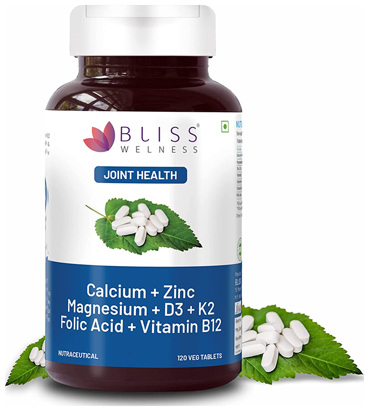 bliss welness joint health calcium zinc megnesium d3 k2 veg tablet