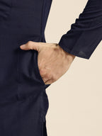 Sojanya Men Navy Blue Solid Straight Kurta