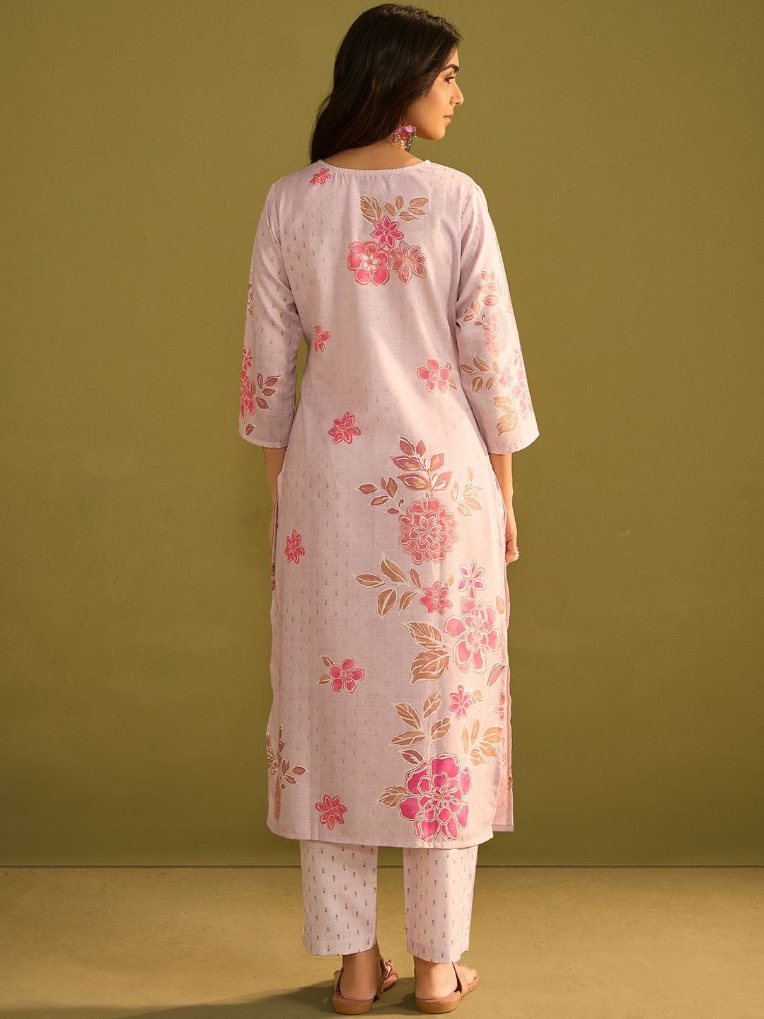 Indo Era Women Floral Printed Regular Kurta with Trousers - Distacart