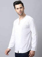Even Apparels White Pure Cotton Embroided Kurta - Distacart