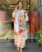 The52 Peach Women's Gorgeous Cotton Fabric Printed Work Straight Kurta Pant and Dupatta Set - Distacart
