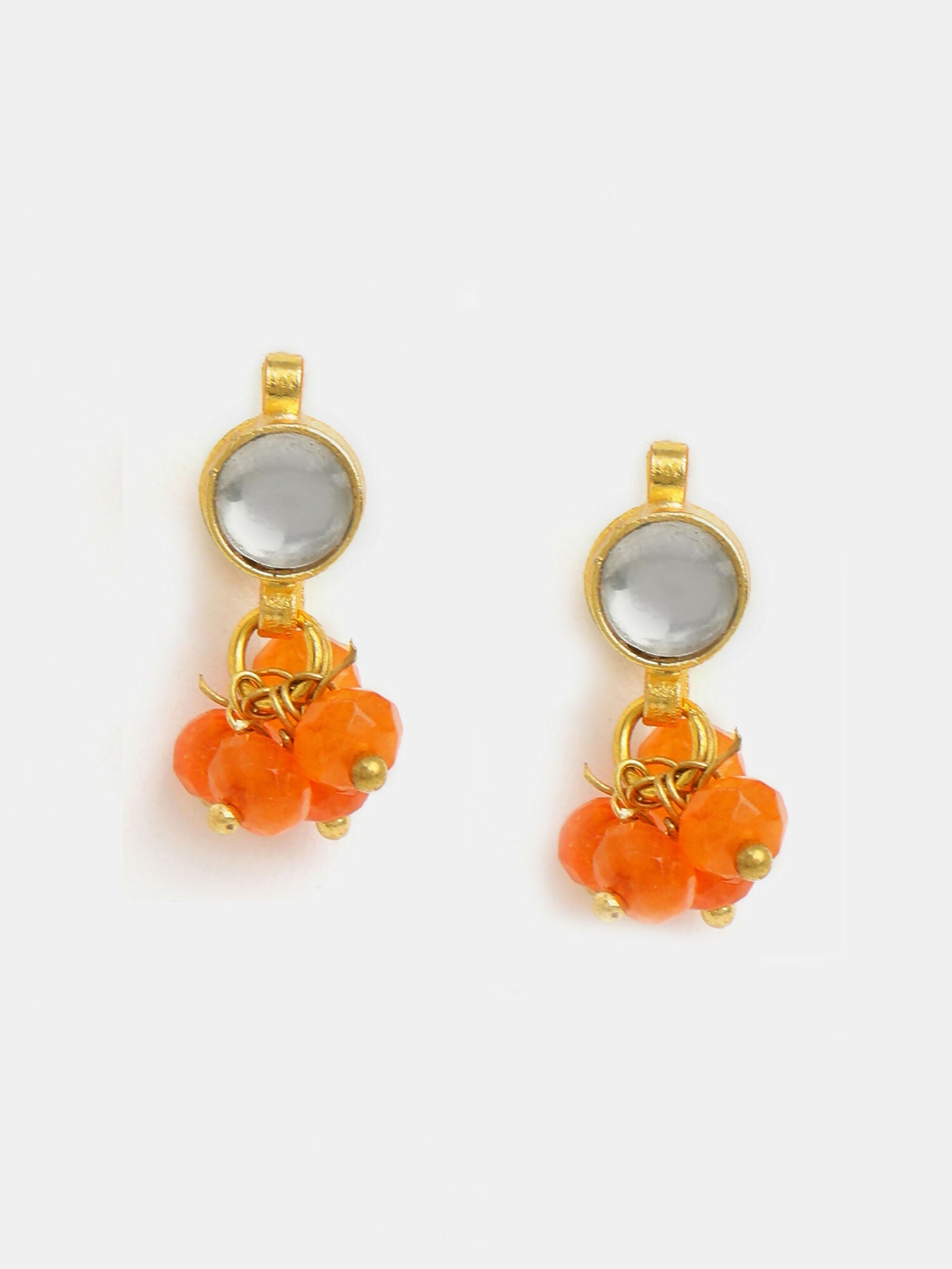 Ruby Raang Mannat Set Of 2 - Orange Embedded Maang Tikka And Earrings - Distacart