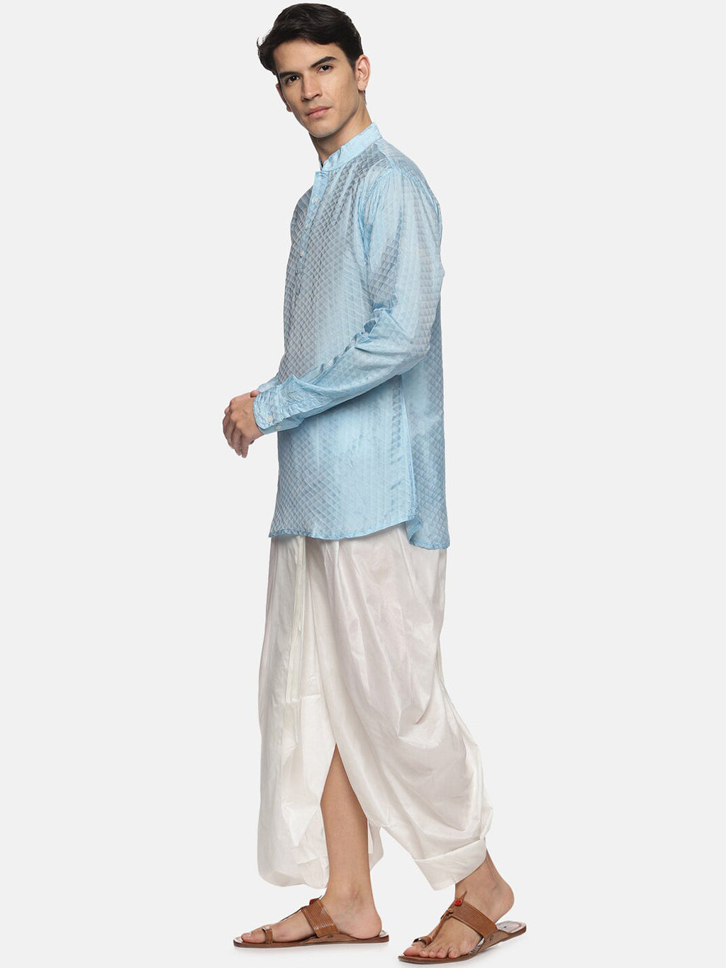 Sethukrishna Mens Blue Kurta with Dhoti Pants - Distacart