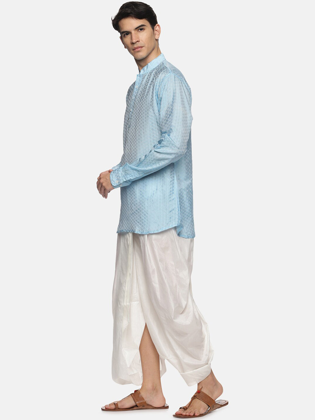 Sethukrishna Mens Blue Kurta with Dhoti Pants - Distacart