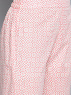 HERE&NOW Women Pink Floral Printed Pure Cotton Kurta with Palazzos & With Dupatta