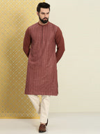 House of Pataudi Men Floral Embroidered Sequined Floral Jashn Kurta