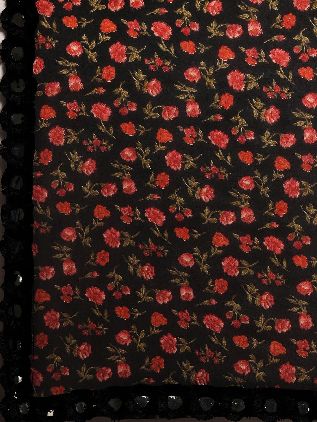 Tikhi Imli Black & Red Poly Georgette Printed Saree - Distacart