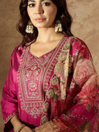 Indo Era Women Floral Embroidered Regular Kurta with Trousers & With Dupatta - Distacart