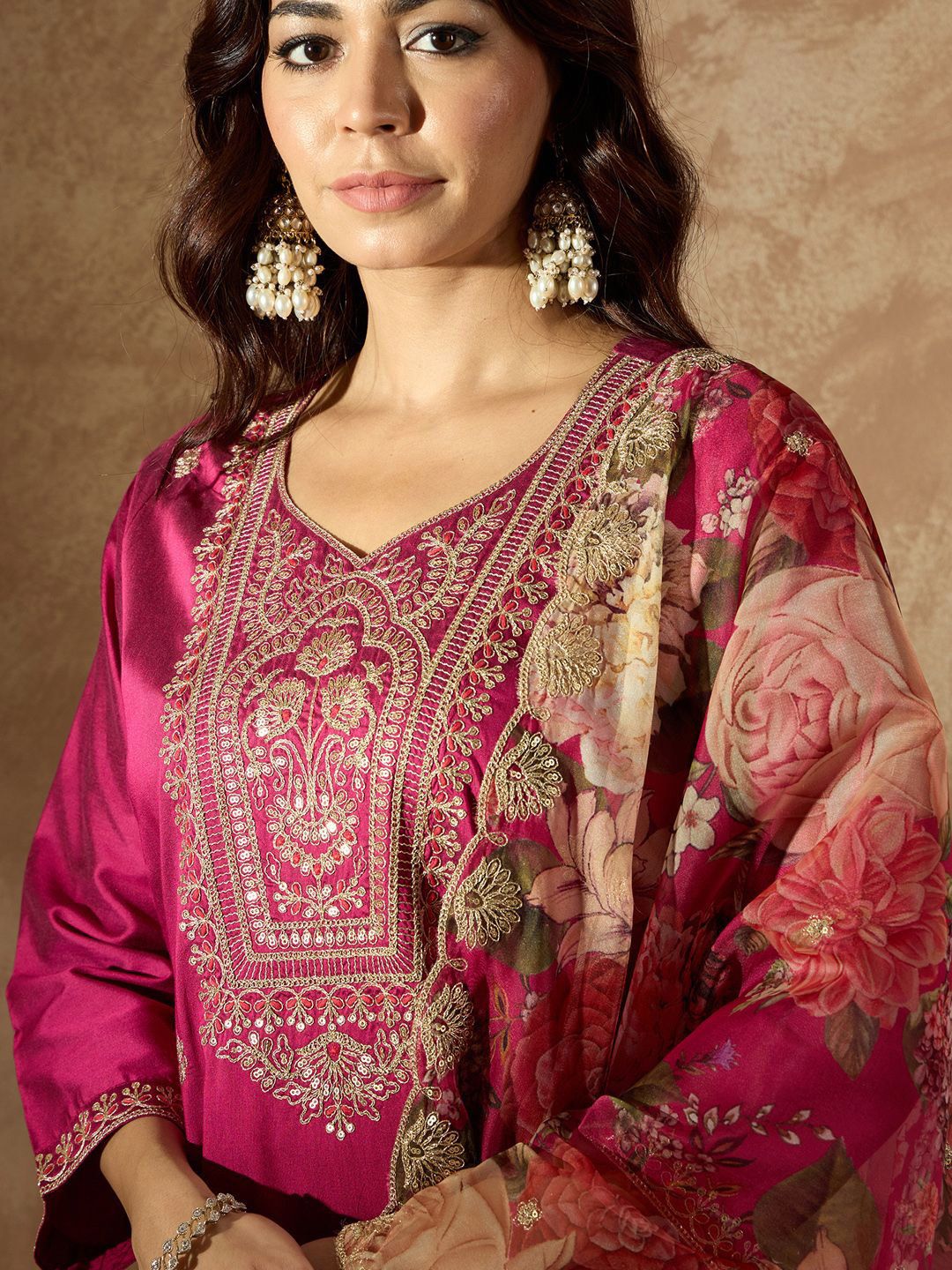 Indo Era Women Floral Embroidered Regular Kurta with Trousers & With Dupatta - Distacart
