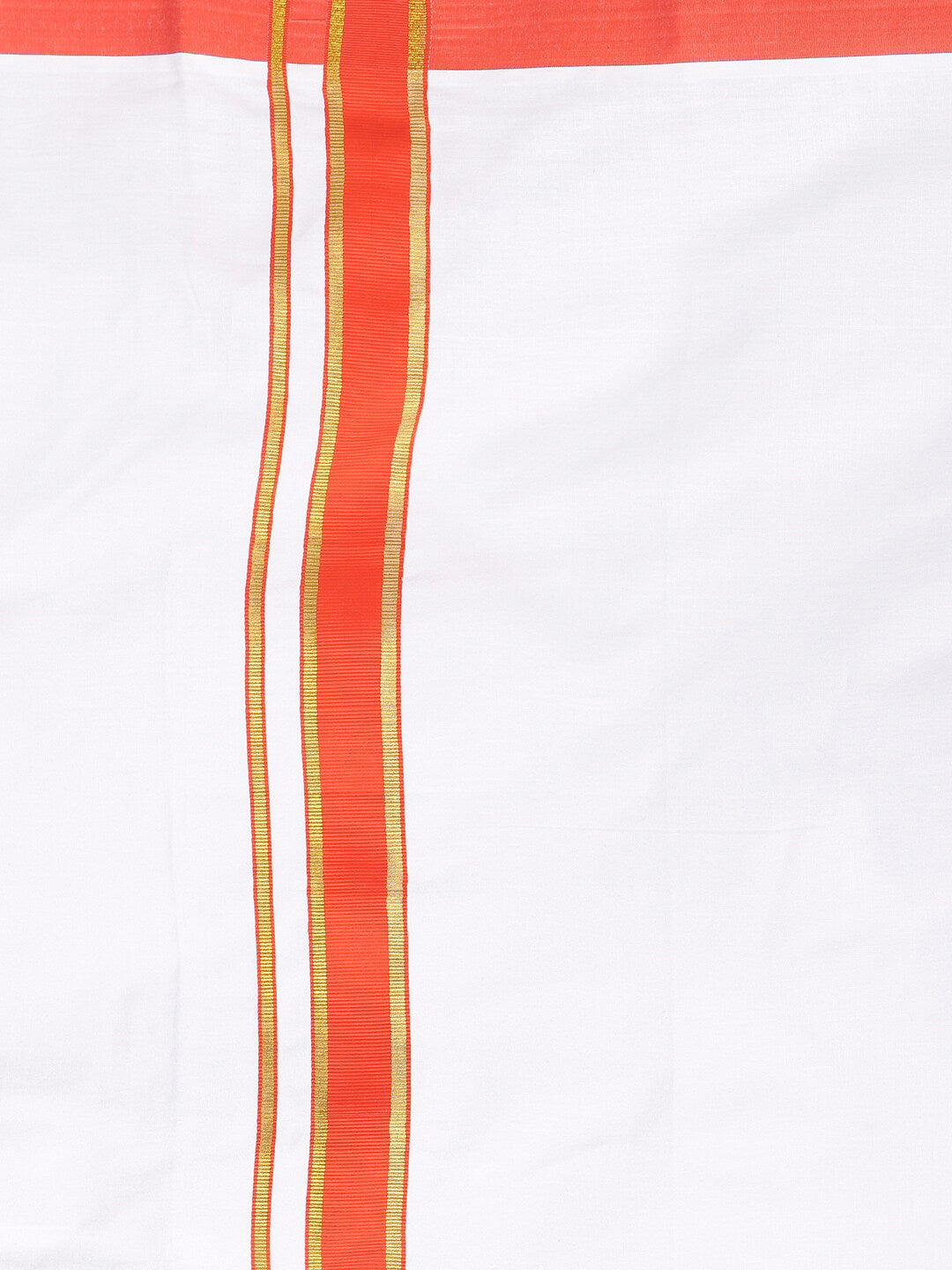 Sethukrishna Orange & White Solid Shirt with Dhoti Set For Boys
