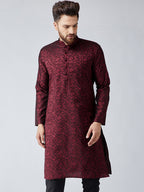 Sojanya Men Maroon Woven Design Straight Kurta