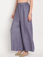 TAG 7 Women Grey Solid Flared Palazzos