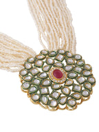 NVR Women Gold-Polished Kundan Studded Jewellery Set