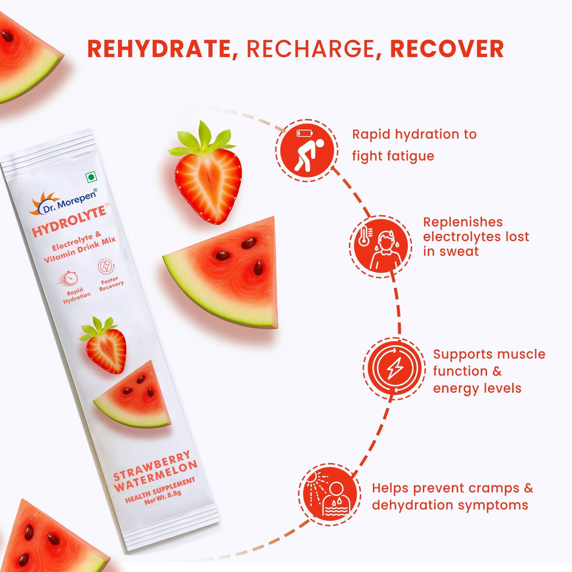 Dr. Morepen Hydrolyte Electrolyte & Vitamin Drink Mix - Strawberry - Distacart