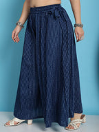 TAG 7 Plus Size Polka Dot Printed Pure Cotton Flared Ethnic Palazzo