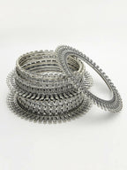 NVR Women's Set of 6 Silver-Toned German Silver Oxidised Bangles - Distacart