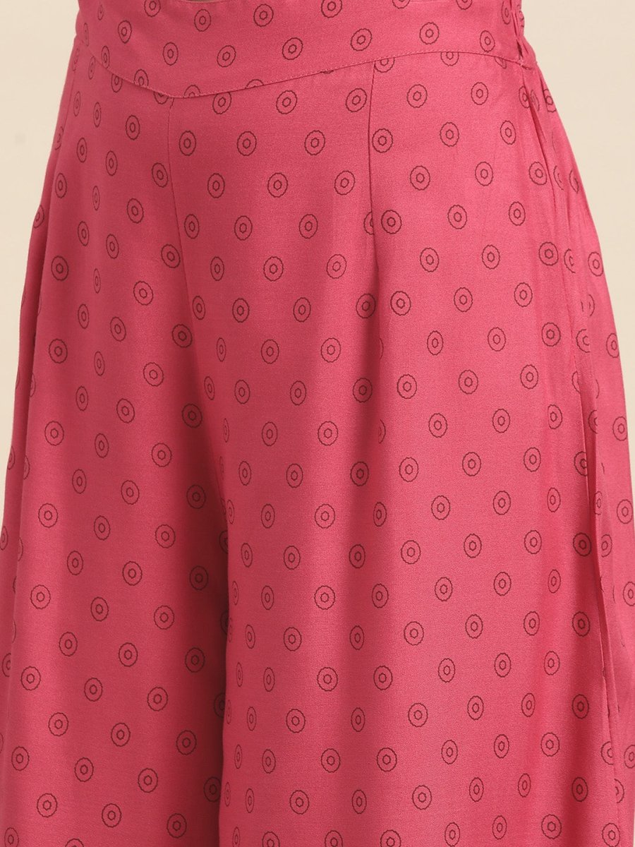 All About You Women Pink Printed Kurta with Palazzos & Dupatta