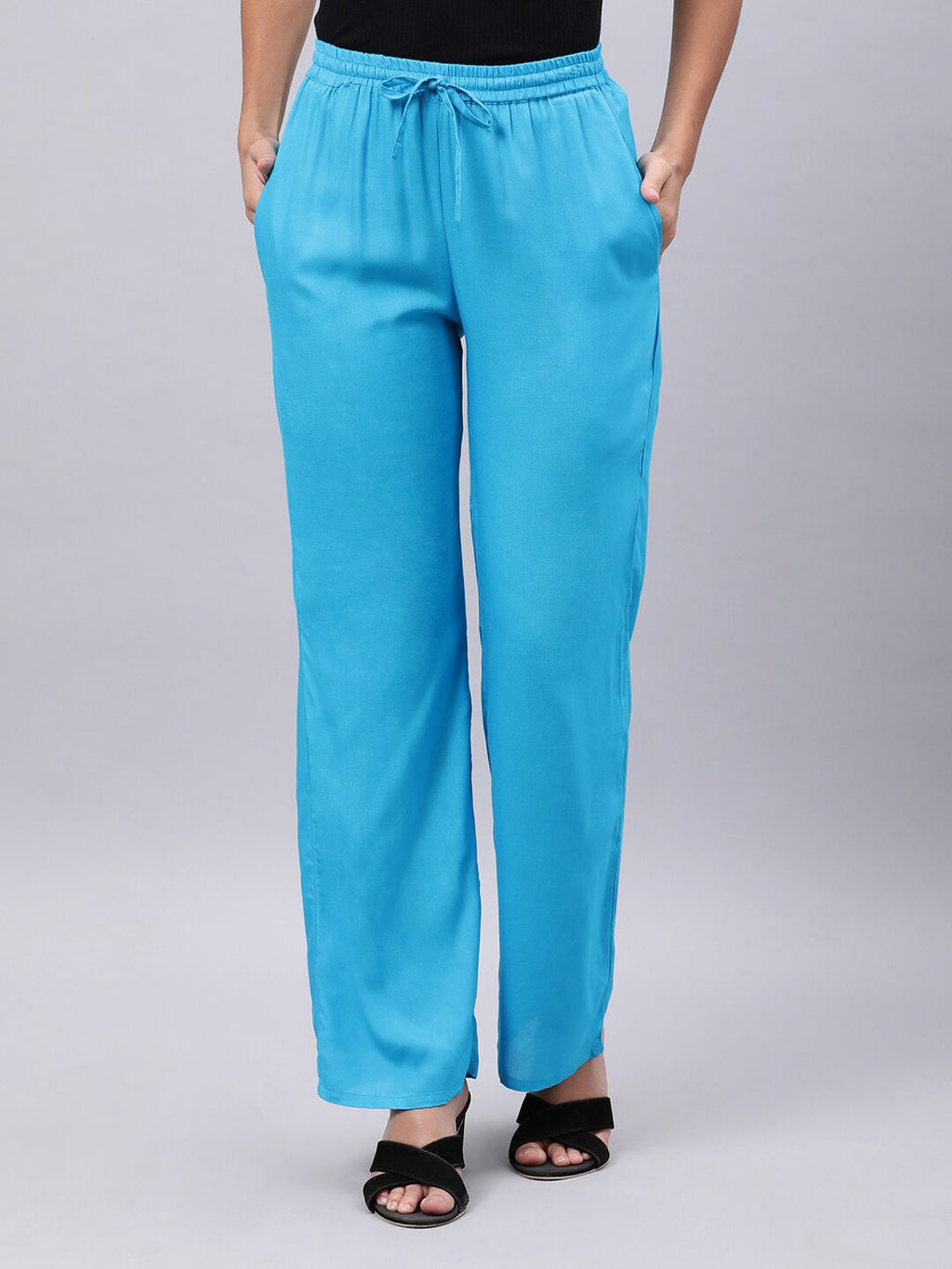 Souchii Blue Liva Ethnic Palazzos - Distacart