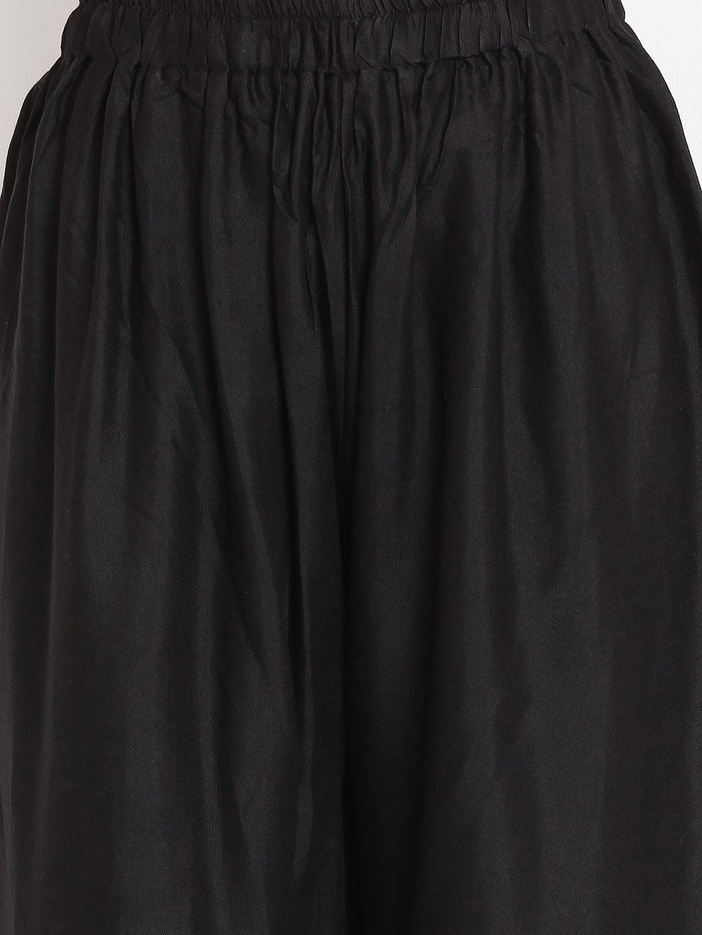 TAG 7 Women Black Solid Flared Palazzos