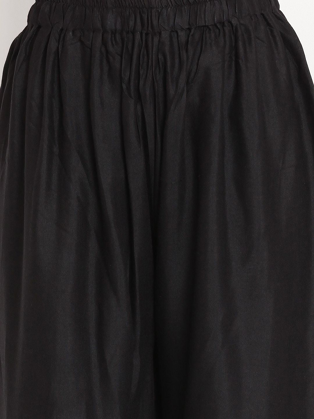 TAG 7 Women Black Solid Flared Palazzos