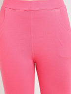 TAG 7 Women Pink Solid Ankle-Length Leggings