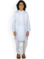 Sethukrishna Boys White Pure Cotton Kurta with Dhoti Pants