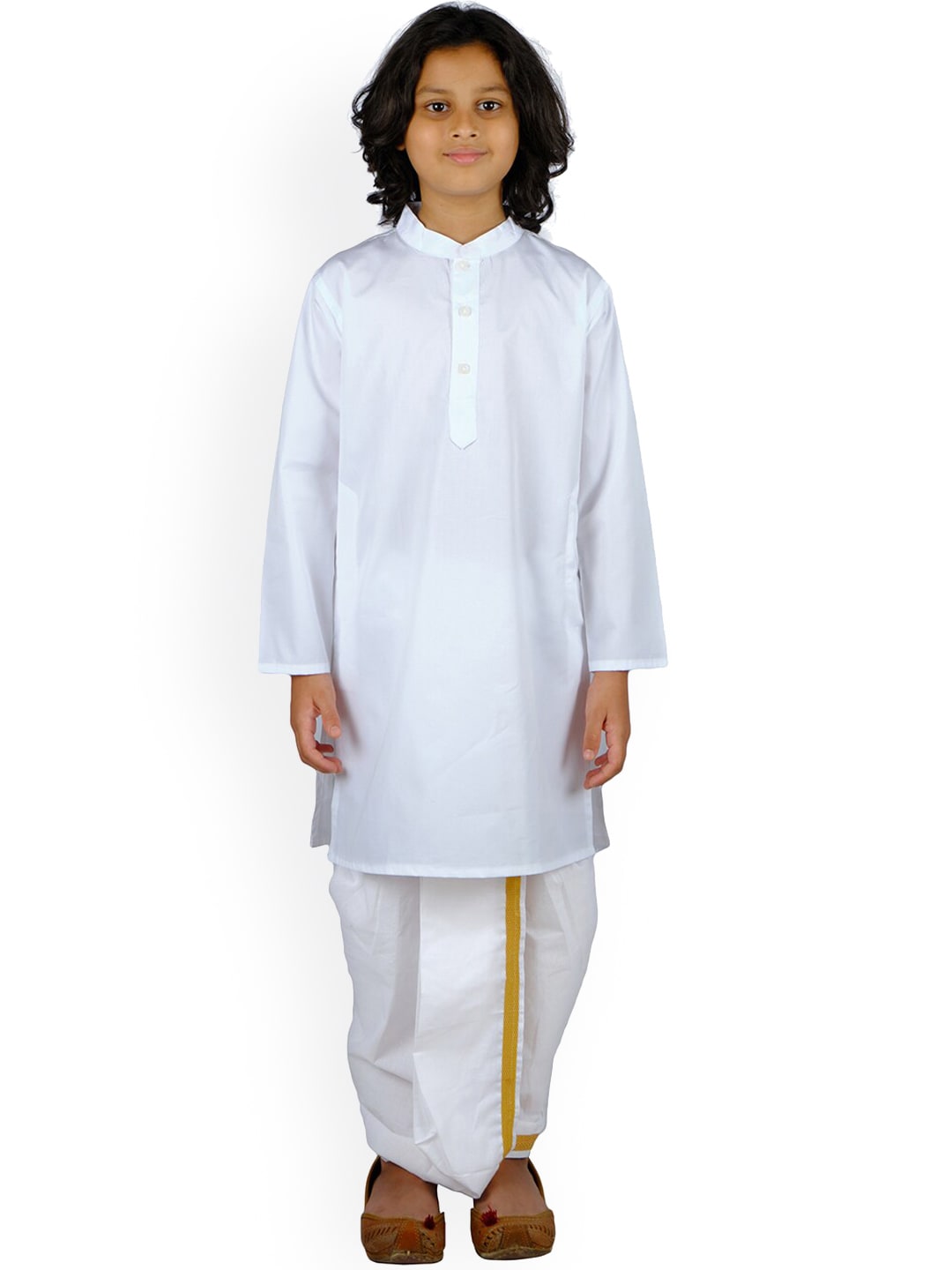 Sethukrishna Boys White Pure Cotton Kurta with Dhoti Pants
