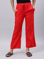 Souchii Red Liva Palazzos - Distacart