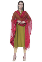 Mominos Fashion Moeza Orgenza Flower Mirror Red Dupatta