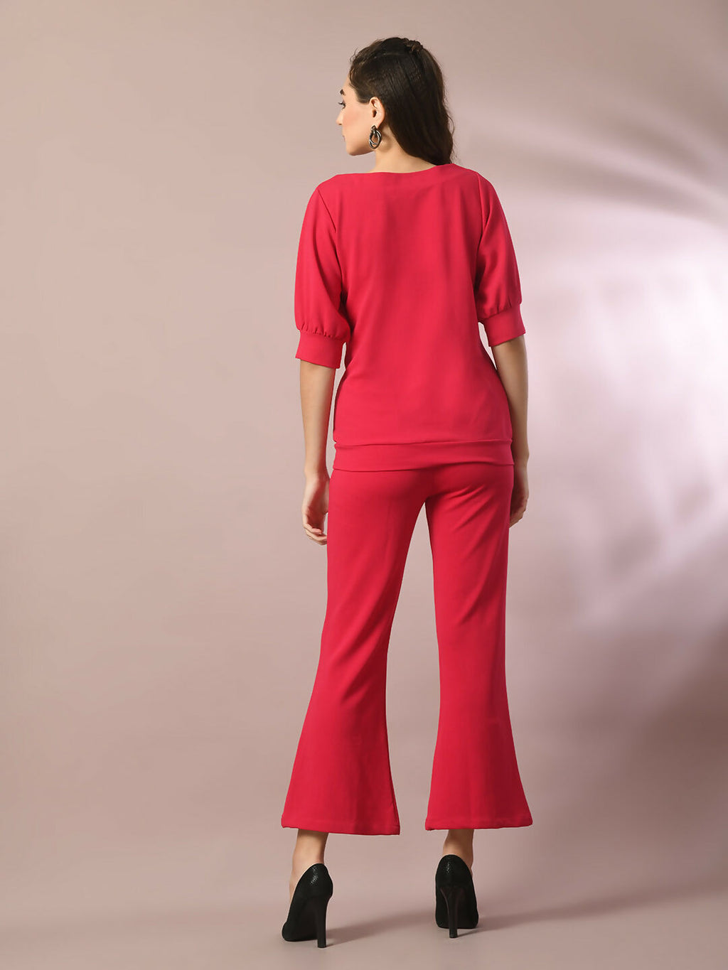 Myshka Women's Pink Solid Party Parallel Trousers