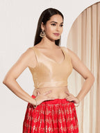 Joban Fashion Cream Mulberry Silk Padded Blouse With Round Neck Sleeveless - Distacart