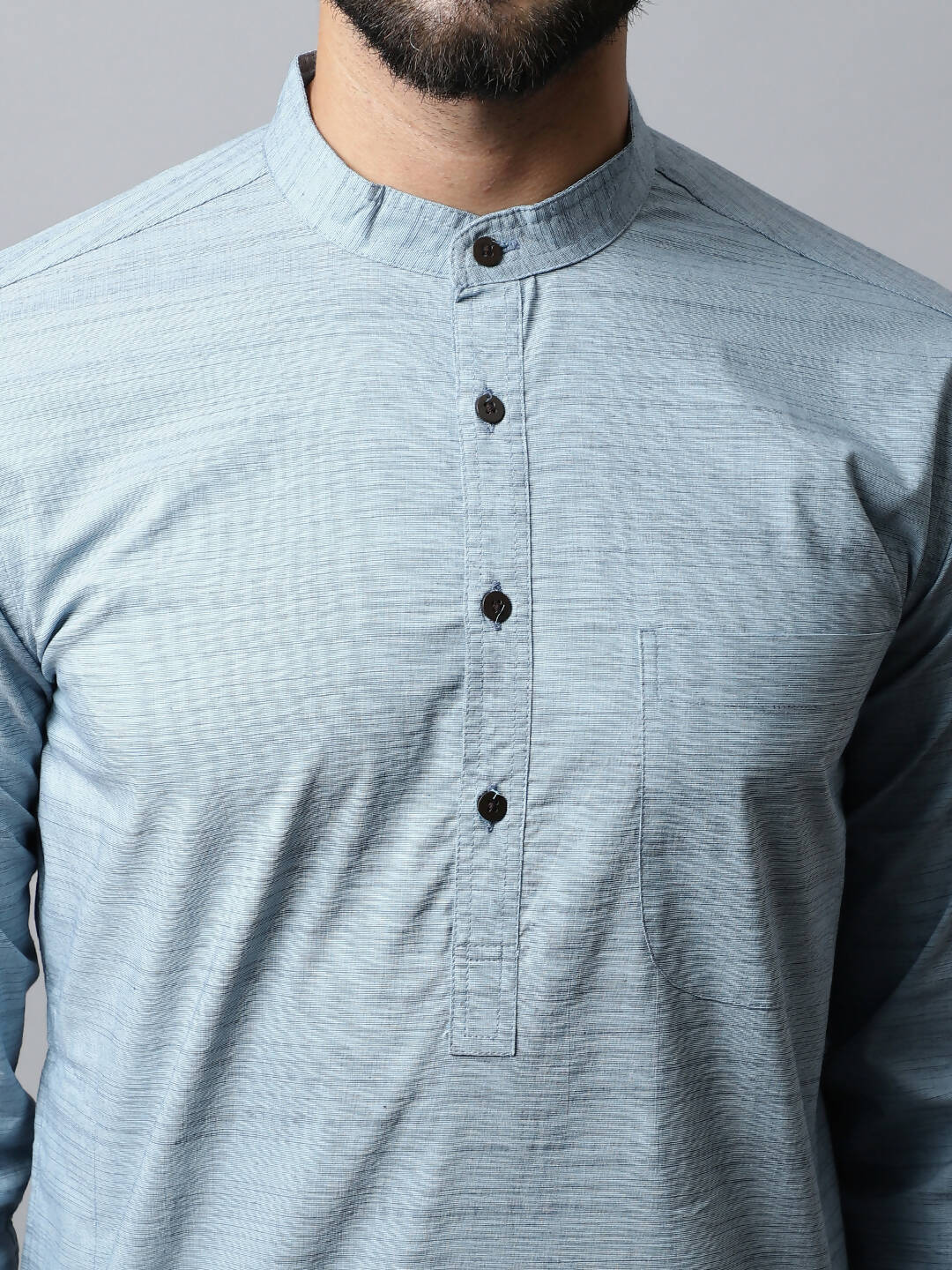 Even Apparels Blue Color Cotton Pure Cotton Men's Kurta With Side Placket (SLD1156) - Distacart