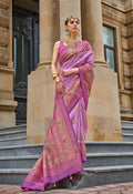 Sugar Plum Purple Superior V.P.Silk Woven Printed Patola Silk Saree - Rewaa Milano