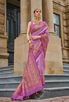 Sugar Plum Purple Superior V.P.Silk Woven Printed Patola Silk Saree - Rewaa Milano