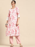 Sangria Floral Printed Cotton Slub Kurta