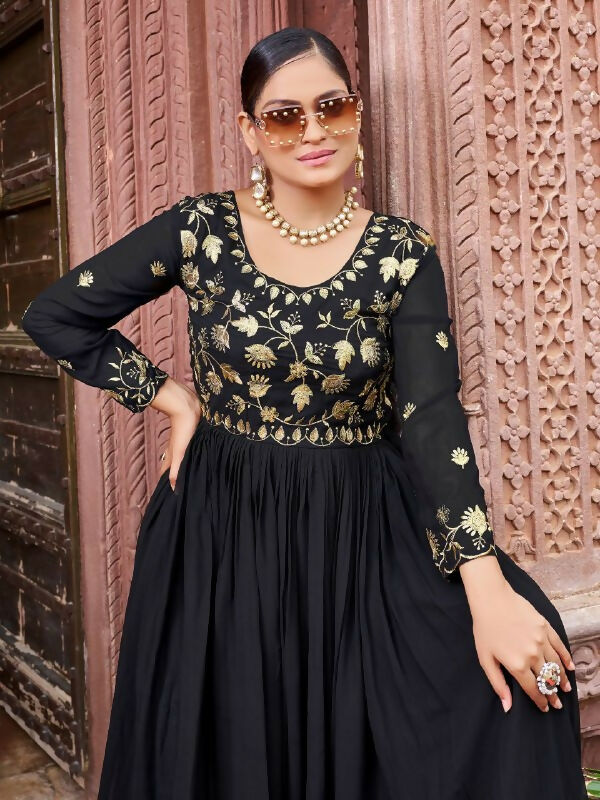Joban Fashion Black Readymade Dress With Sequins embroidery Work - Distacart