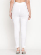 TAG 7 Women Set of 2 Beige & White Ankle Length Leggings
