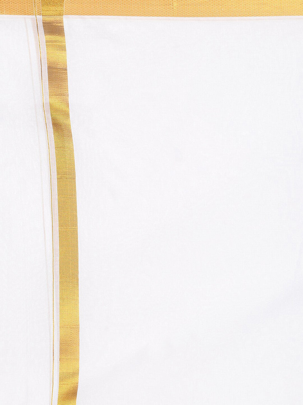 Sethukrishna Men White & Gold-Coloured Solid Cotton Dhoti - Distacart