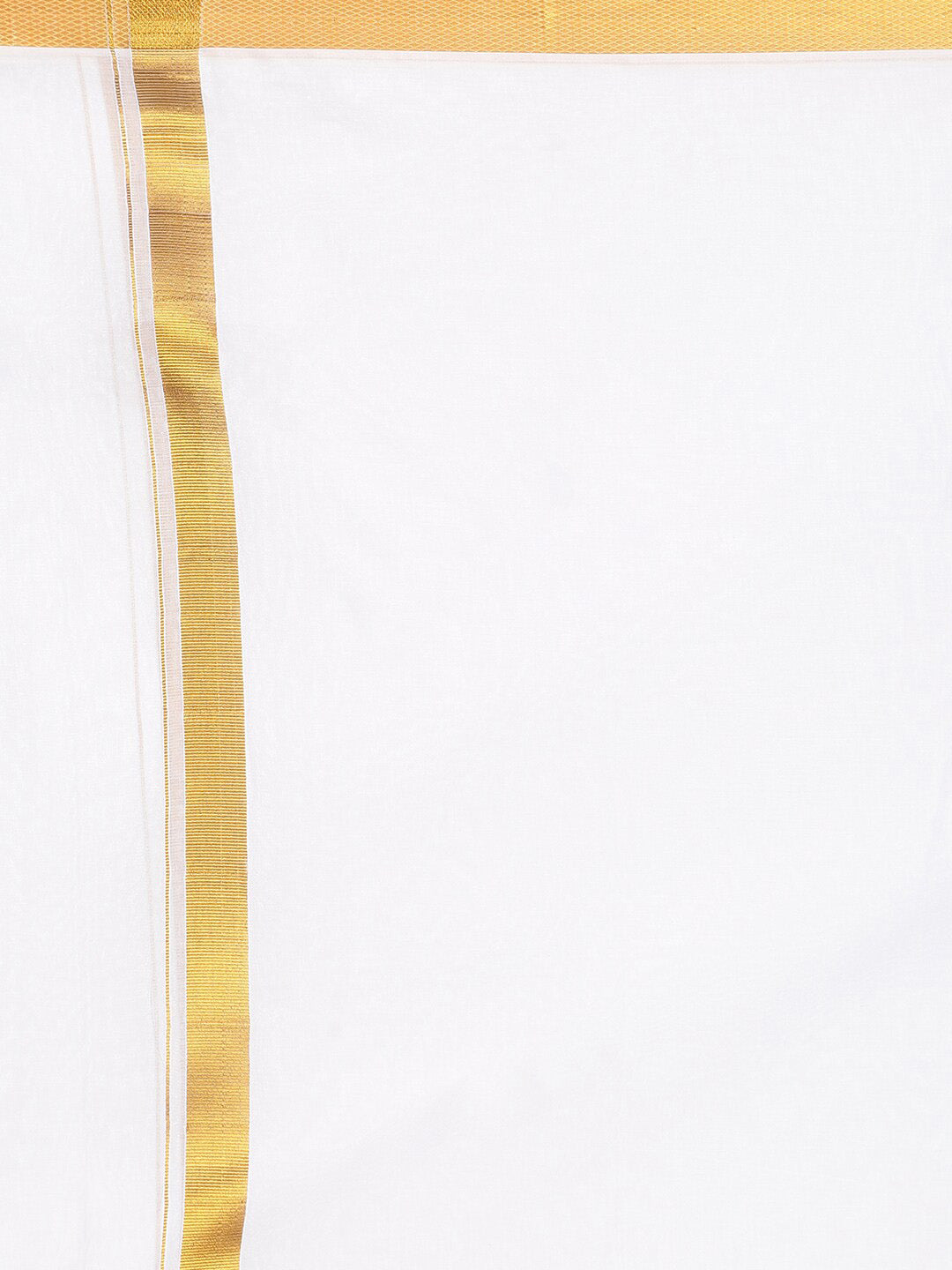 Sethukrishna Men White & Gold-Coloured Solid Cotton Dhoti - Distacart